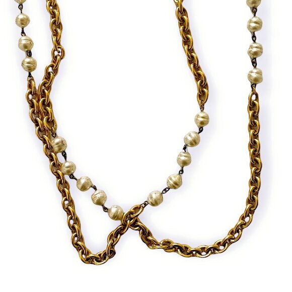 Vintage Chanel 1980s Double-Strand Faux Pearl Necklace 36”–CC Logo Clasp, box - Picture 7 of 15